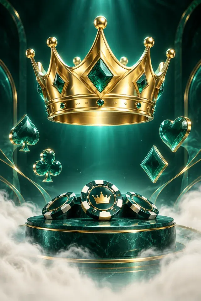Golden crown and emerald casino chips